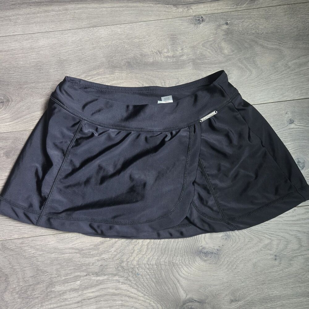 ZeroXposur Swim Skirt Womens XS Black Faux Wrap Skort Swimsuit Bottom Liner